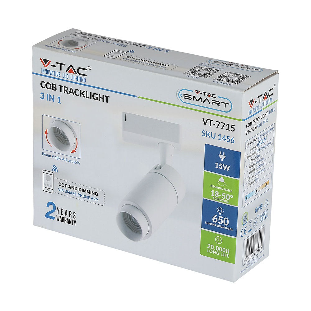 15W Lampa LED na szynoprzewód / Sterowanie: Bluetooth / Barwa: 3w1 / Biały