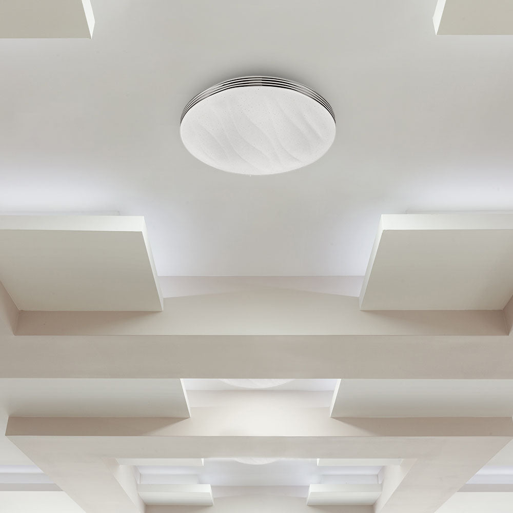 20W/40W/20W Dekoracyjny plafon LED / Barwa: 3w1 / Ściemniany / Klosz z efektem fali