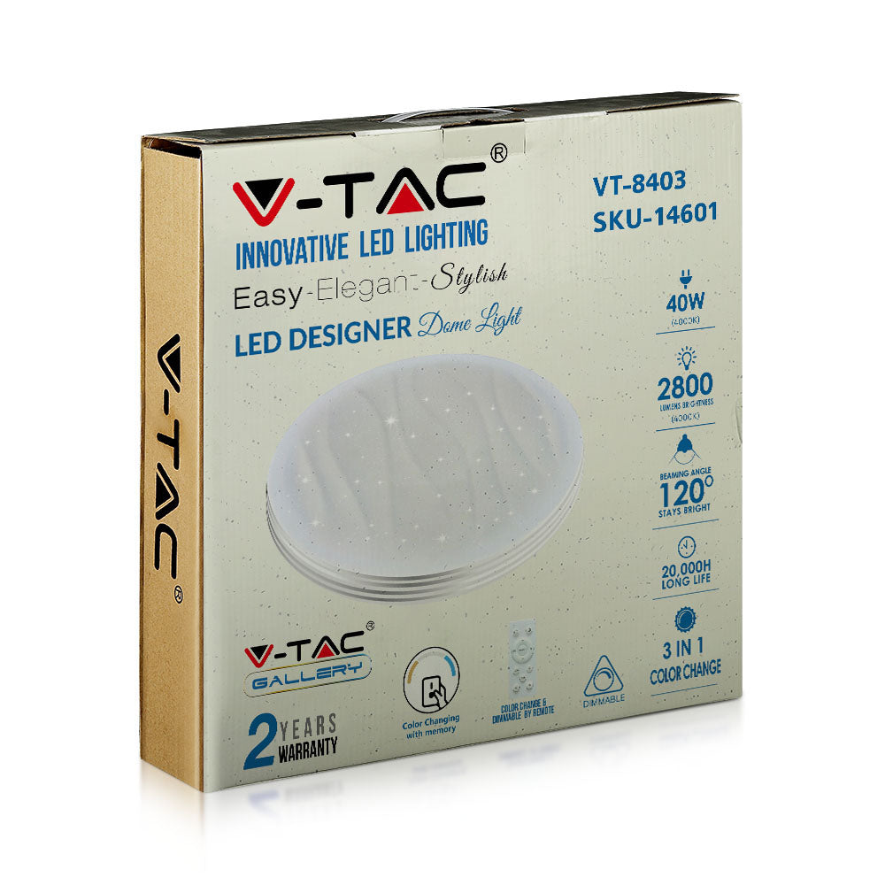 20W/40W/20W Dekoracyjny plafon LED / Barwa: 3w1 / Ściemniany / Klosz z efektem fali