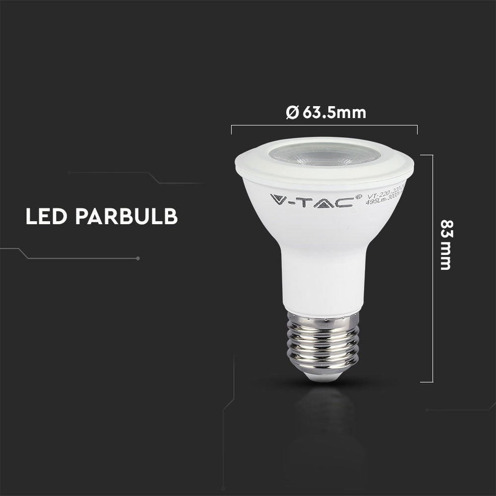 7W PAR 20 Żarówka LED / Chip SAMSUNG / Barwa:6400K / Trzonek:E27