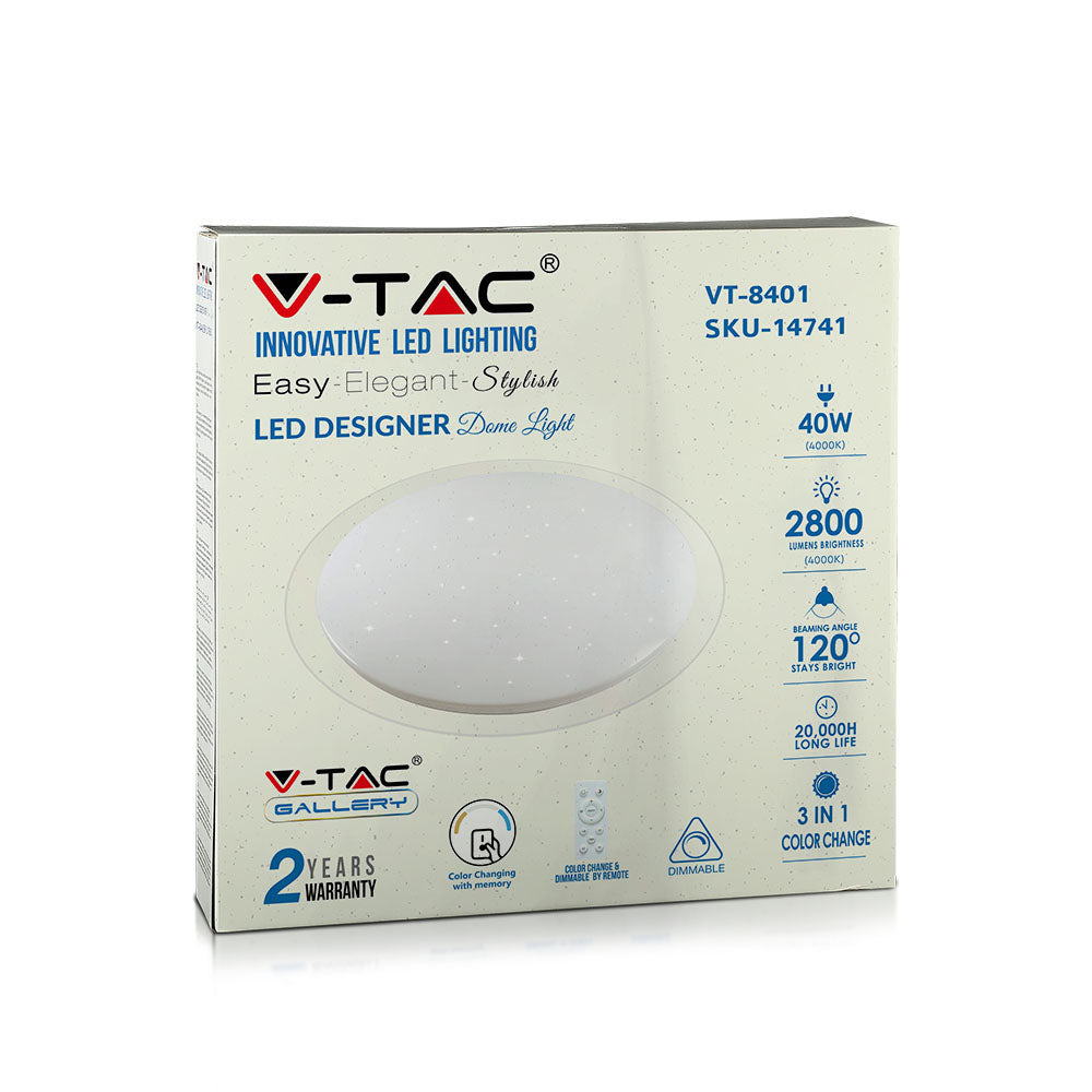 20W/40W/20W Dekoracyjny plafon LED / Barwa: 3w1 / Ściemniany / Klosz z efektem gwiazdki