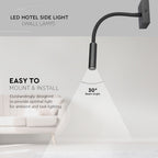 3W Kinkiet hotelowy LED / Barwa:3000K / Czarny