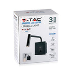 3W Kinkiet hotelowy LED z włącznikiem i gniazdem USB / Barwa:3000K / Czarny