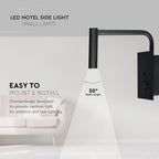 3W Kinkiet hotelowy LED z włącznikiem i gniazdem USB / Barwa:3000K / Czarny