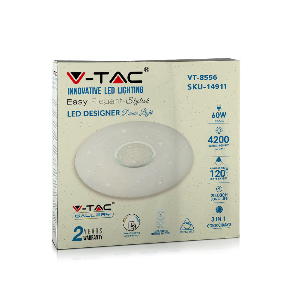 30W/60W/30W Dekoracyjny plafon LED / Barwa: 3w1 / Ściemniany / Klosz z efektem diamentu