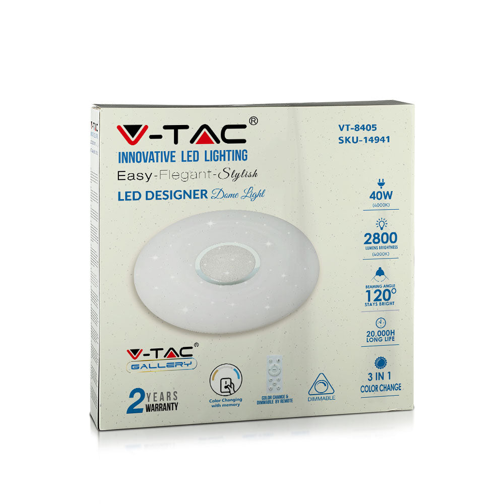 20W/40W/20W Dekoracyjny plafon LED / Barwa: 3w1 / Ściemniany / Klosz z efektem diamentu