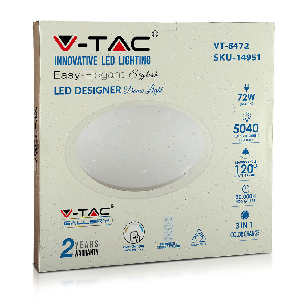36W/72W/36W Dekoracyjny plafon LED / Barwa: 3w1 / Ściemniany / Klosz z efektem gwiazdki