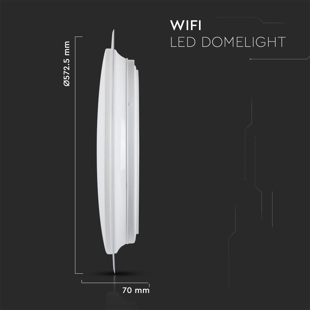 60W Plafon LED WIFI / Klosz: efekt gwiazdki / Barwa: 3w1 / Kompatybilna z Amazon Alexa i Google Home
