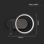 14W Metalowa lampa LED z kloszem L250xW100xH180MM 4000K / Obudowa: Czarna