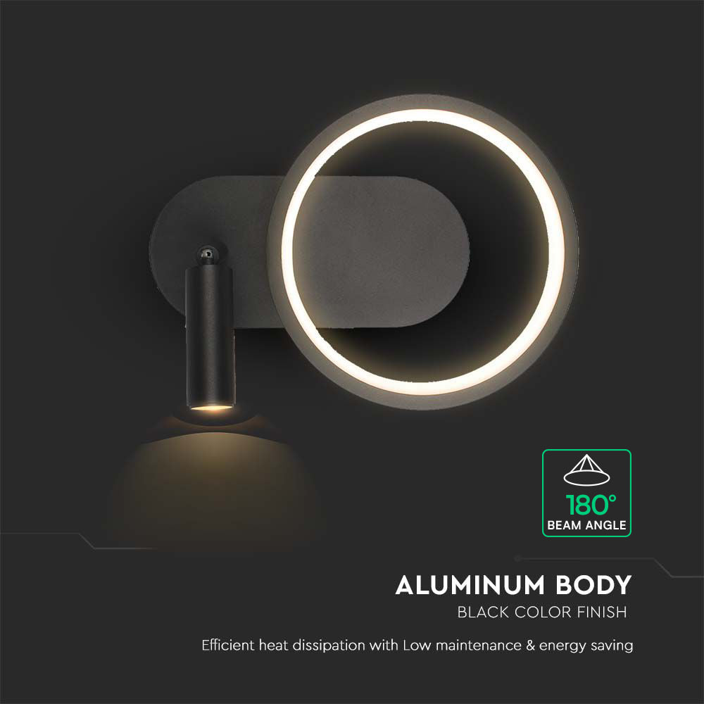14W Metalowa lampa LED z kloszem L250xW100xH180MM 4000K / Obudowa: Czarna