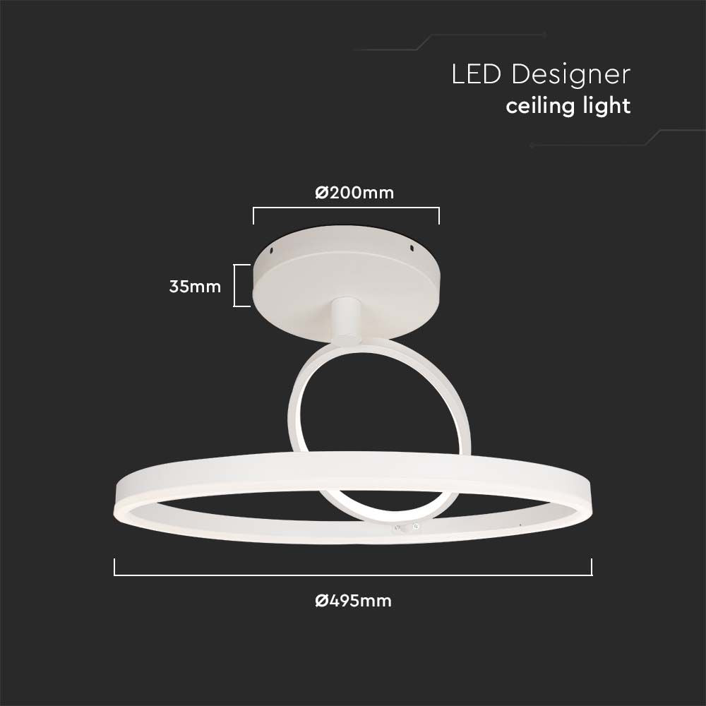 38W Sufitowa lampa LED / Wymiary:500x200mm / Barwa: 4000K / Obudowa: Biała