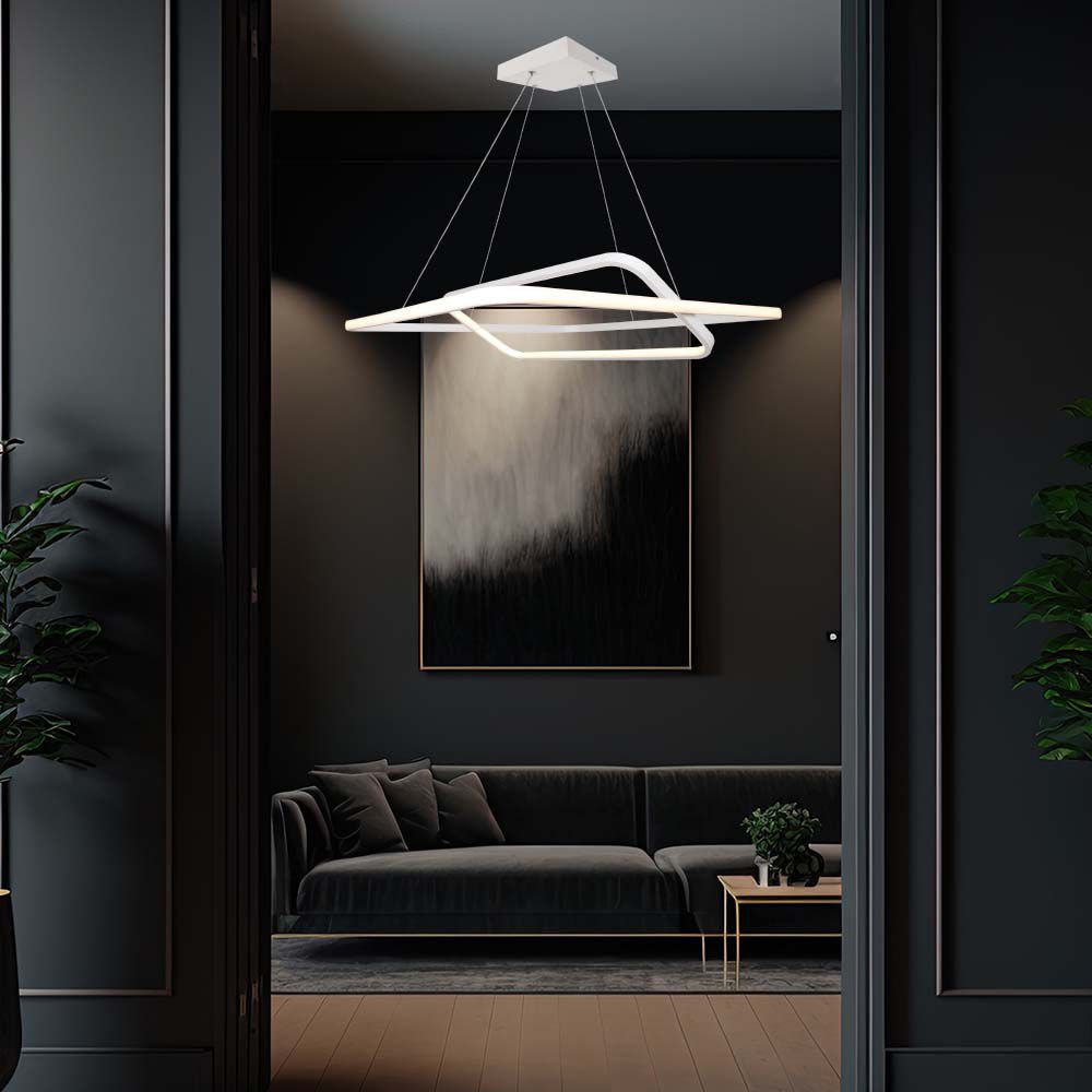 48W Metalowa lampa wisząca LED (600*600*H1200mm) / Barwa: 3000K / Obudowa: Biała TRIAC / Ściemniana /