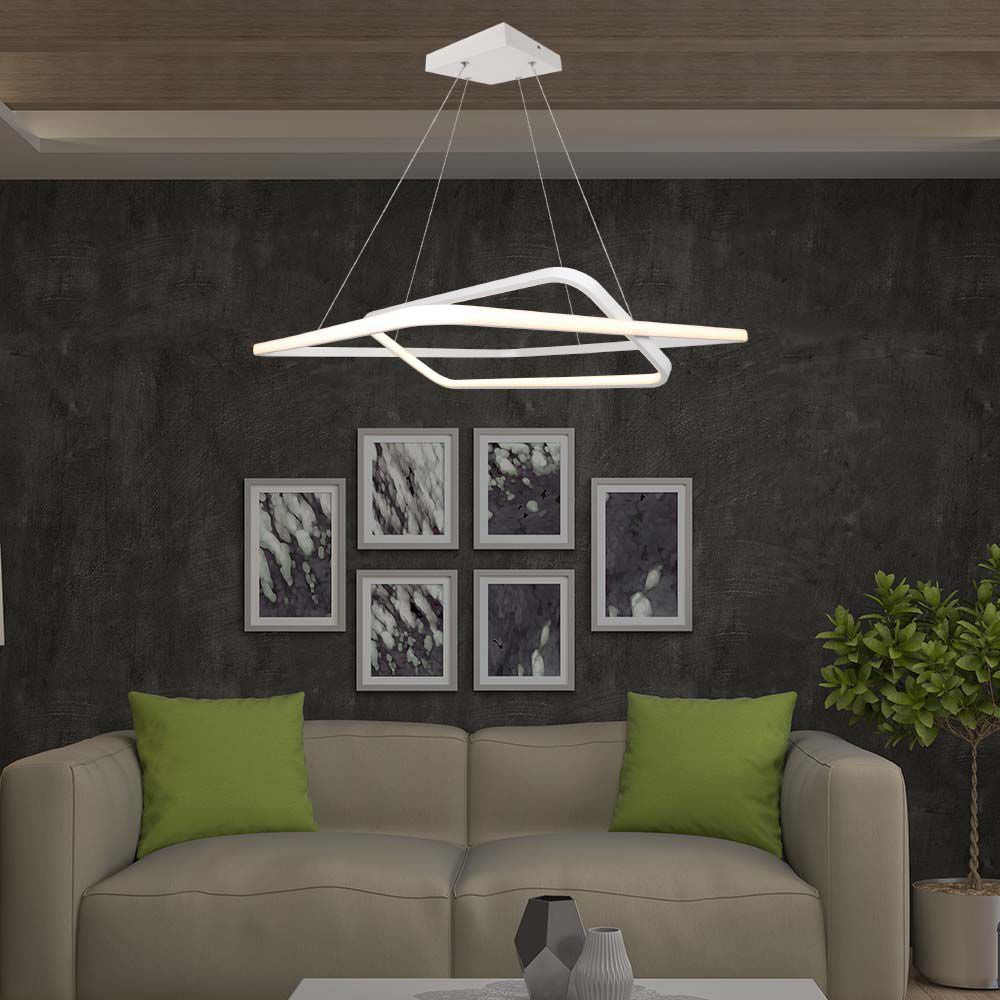 48W Metalowa lampa wisząca LED (600*600*H1200mm) / Barwa: 3000K / Obudowa: Biała TRIAC / Ściemniana /