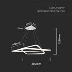 48W Metalowa lampa wisząca LED (600*600*H1200mm) / Barwa: 3000K / Obudowa: Biała TRIAC / Ściemniana /