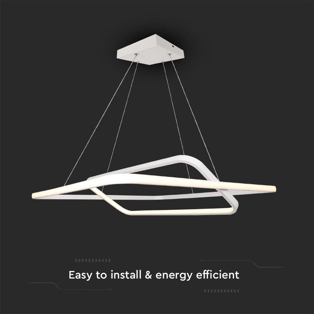 48W Metalowa lampa wisząca LED (600*600*H1200mm) / Barwa: 3000K / Obudowa: Biała TRIAC / Ściemniana /