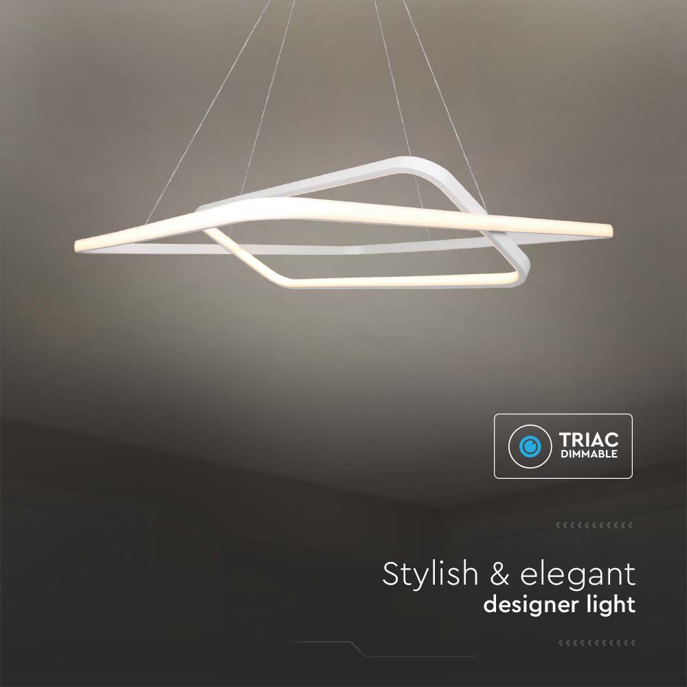 48W Metalowa lampa wisząca LED (600*600*H1200mm) / Barwa: 3000K / Obudowa: Biała TRIAC / Ściemniana /