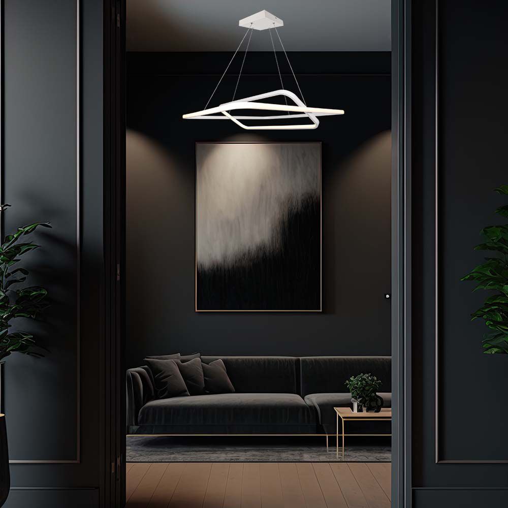 50W Metalowa lampa wisząca LED 600x600xH1200MM 4000K / Obudowa: Biała TRIAC / Ściemniana /