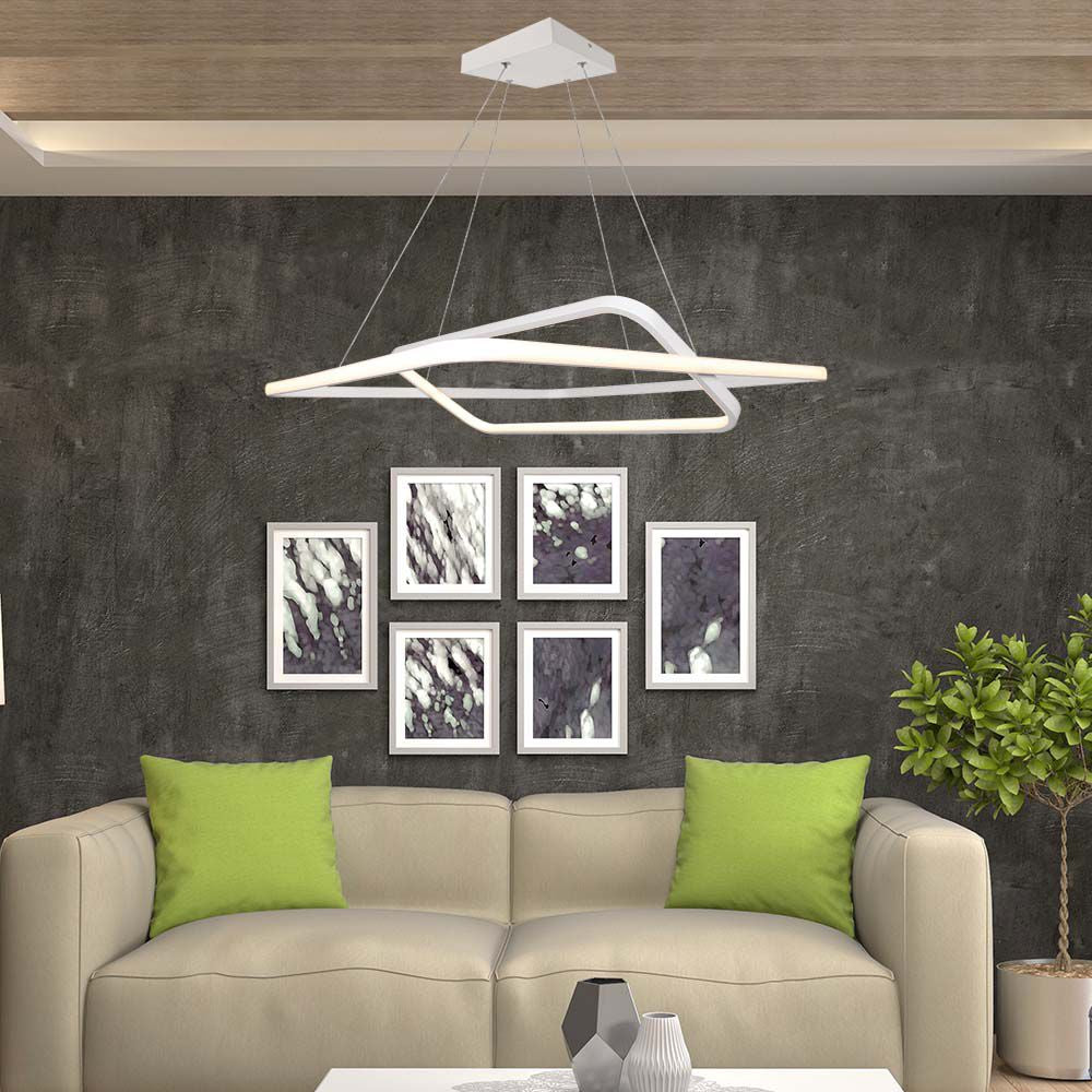 50W Metalowa lampa wisząca LED 600x600xH1200MM 4000K / Obudowa: Biała TRIAC / Ściemniana /