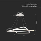 50W Metalowa lampa wisząca LED 600x600xH1200MM 4000K / Obudowa: Biała TRIAC / Ściemniana /