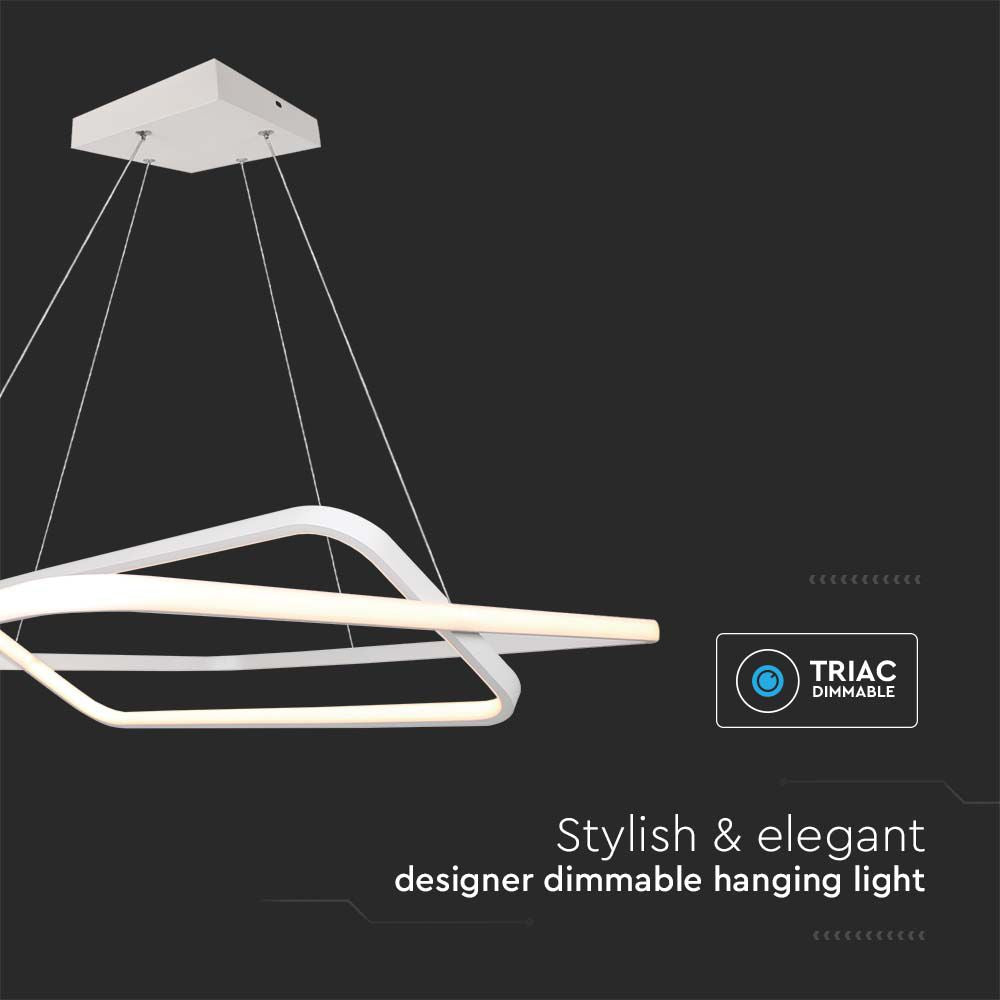 50W Metalowa lampa wisząca LED 600x600xH1200MM 4000K / Obudowa: Biała TRIAC / Ściemniana /