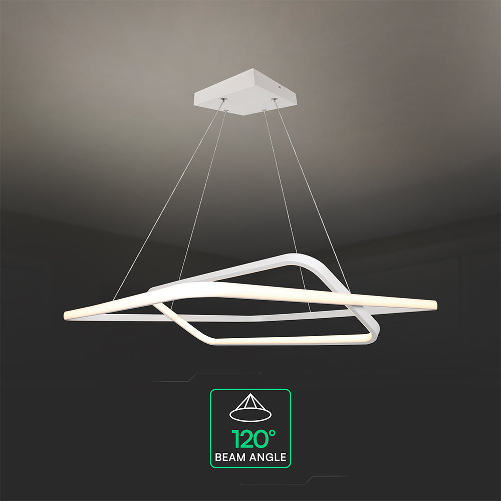 50W Metalowa lampa wisząca LED 600x600xH1200MM 4000K / Obudowa: Biała TRIAC / Ściemniana /