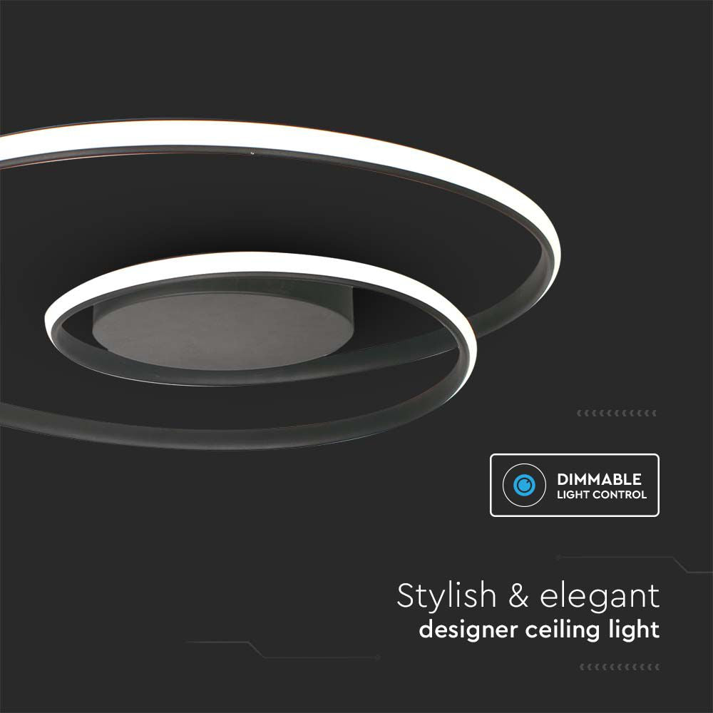 48W Sufitowa lampa LED / Wymiary:600x50mm / Barwa: 3000K / Obudowa: Czarna / Ściemniana
