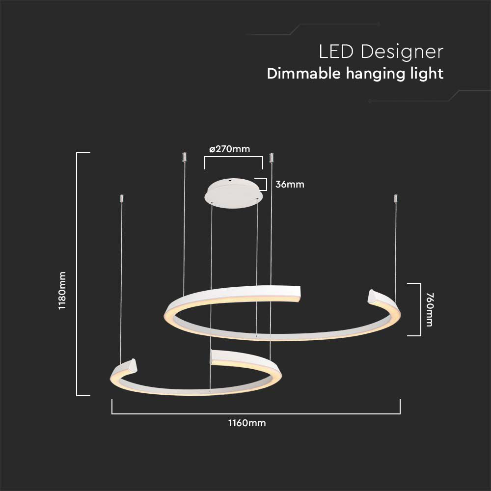 48W Sufitowa lampa LED / Wymiary:1100x800x1200mm / Barwa: 3000K / Obudowa: Biała / Ściemniana