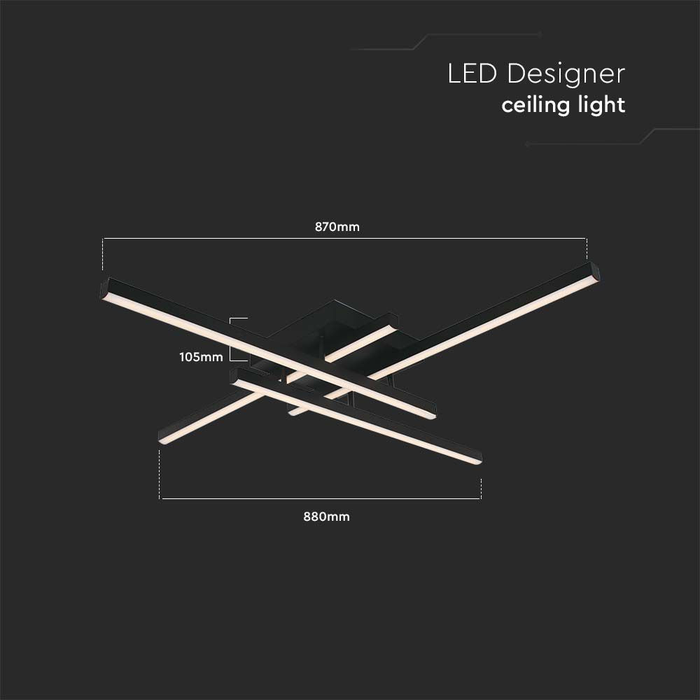 38W Sufitowa lampa LED / Wymiary:850x850x105mm / Barwa: 4000K / Obudowa: Czarna /