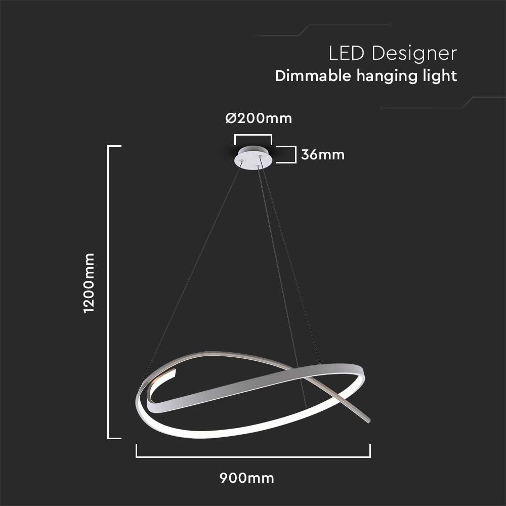 48W Sufitowa lampa LED / Wymiary:800x1200mm / Barwa: 3000K / Obudowa: Biała / Ściemniana