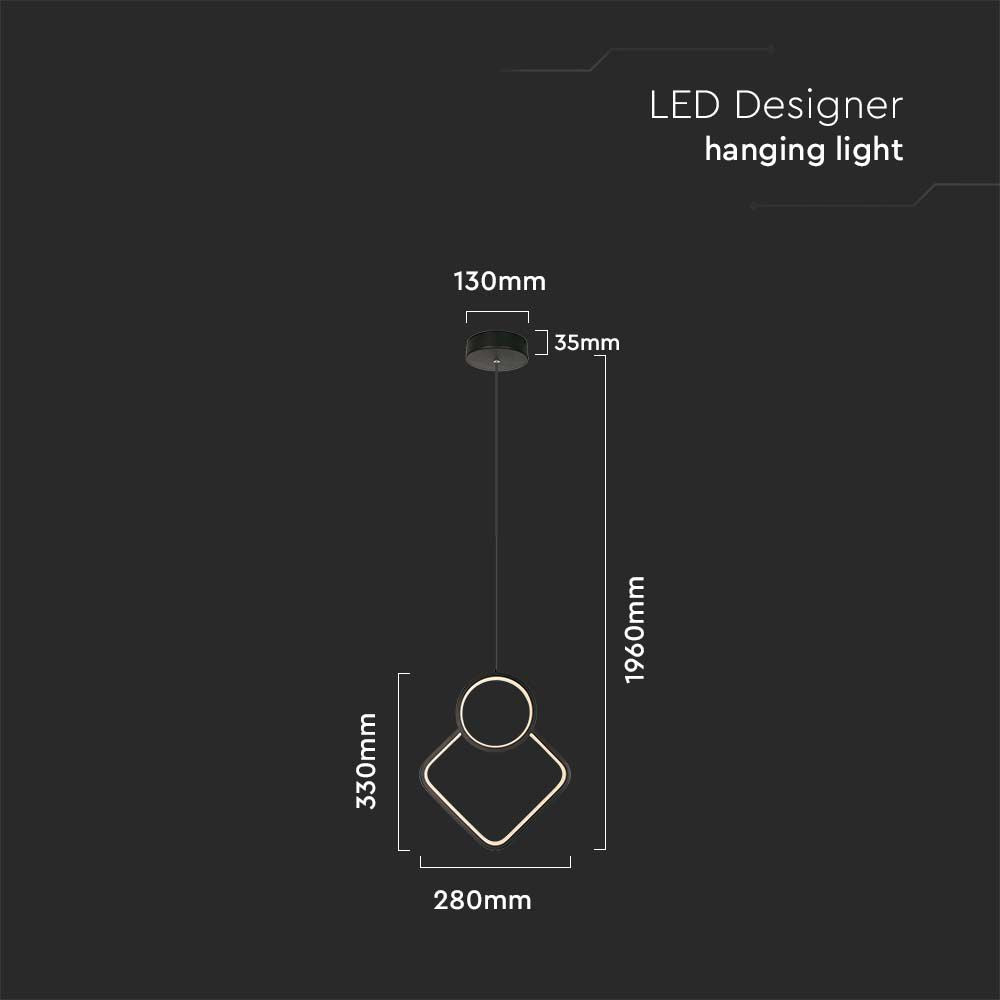 12W Metalowa lampa wisząca LED L280xH1800MM 3000K / Obudowa: Czarna