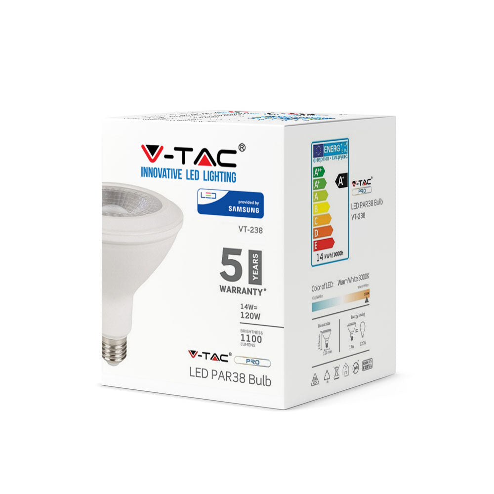 14W PAR 38 Żarówka LED / Chip SAMSUNG / Barwa:3000K / Trzonek:E27