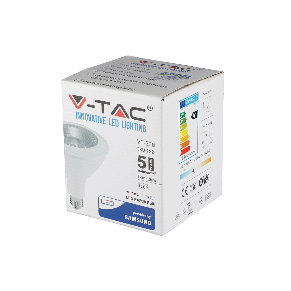 14W PAR 38 Żarówka LED / Chip SAMSUNG / Barwa:3000K / Trzonek:E27
