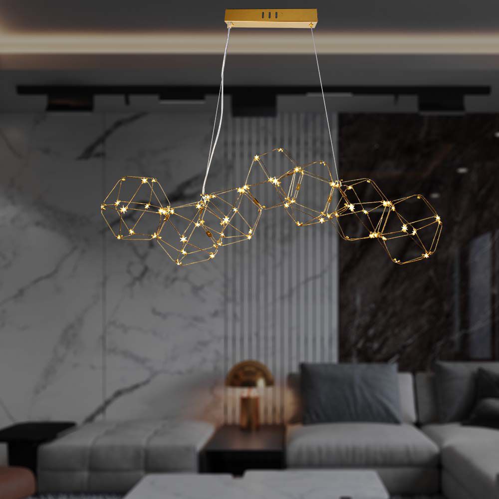 28W Dekoracyjna lampa wisząca LED ( L94.5*W32.5*H120CM) / Barwa: 3000K / Obudowa: Złota
