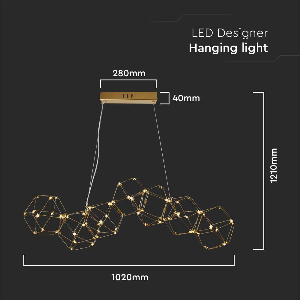 28W Dekoracyjna lampa wisząca LED ( L94.5*W32.5*H120CM) / Barwa: 3000K / Obudowa: Złota