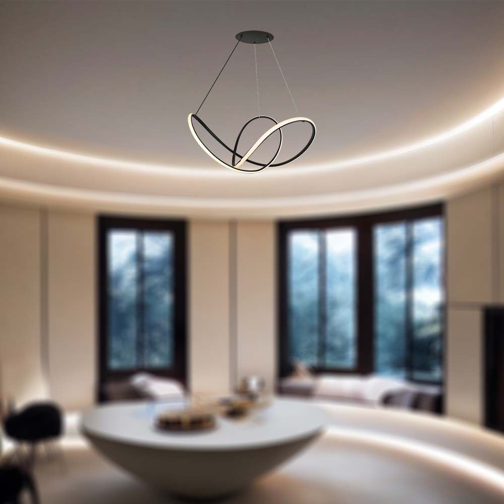 50W Dekoracyjna lampa wisząca LED D:70xH120CM 3000K / Obudowa: Czarna