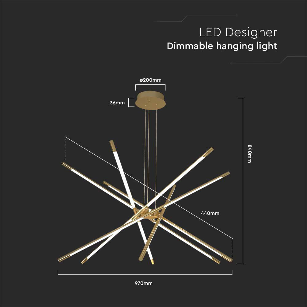 50W Dekoracyjna lampa wisząca LED D:85xH31xH120CM 3000K / Obudowa: Złota