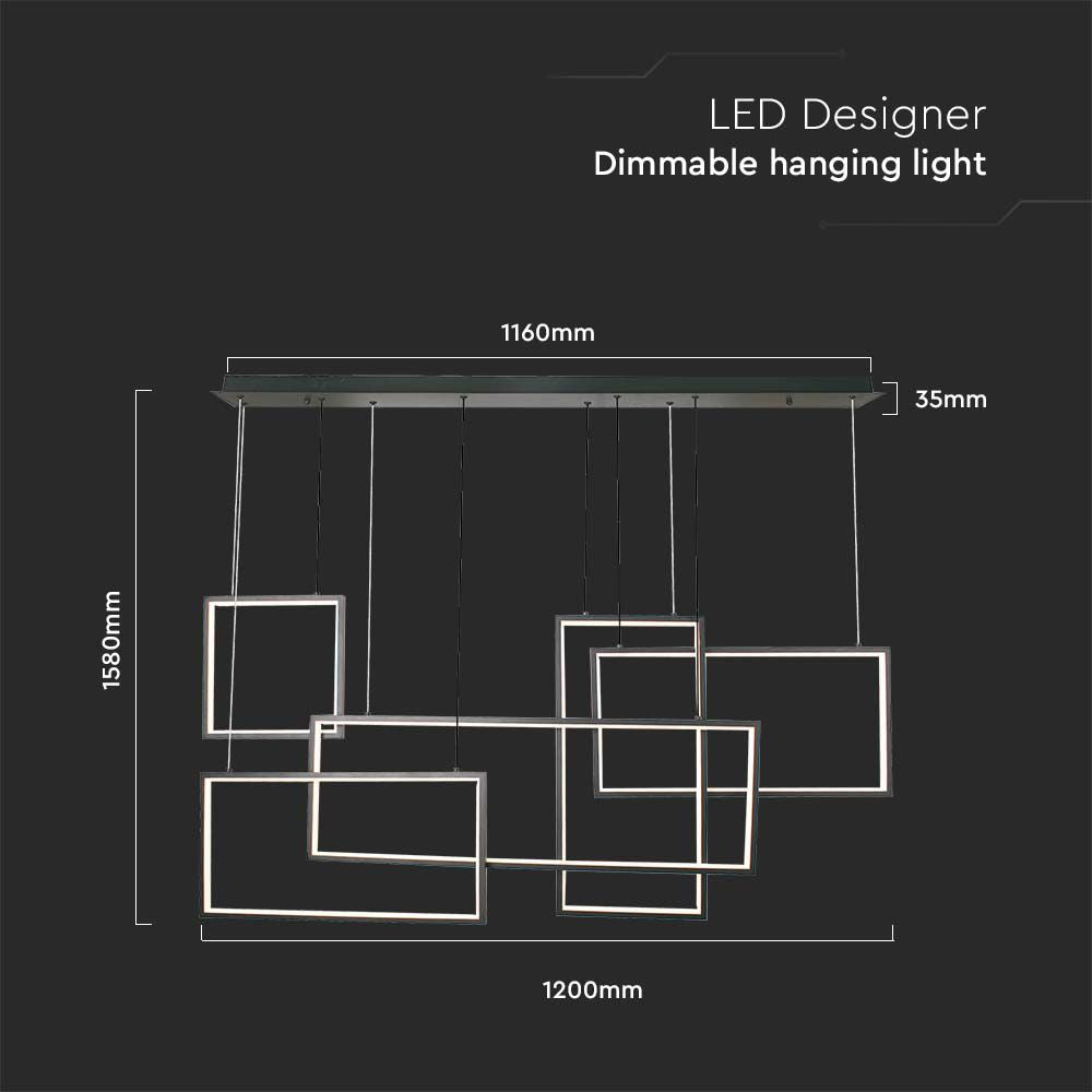 50W Dekoracyjna lampa wisząca LED L120xH50xH160CM 3000K / Obudowa: Czarna