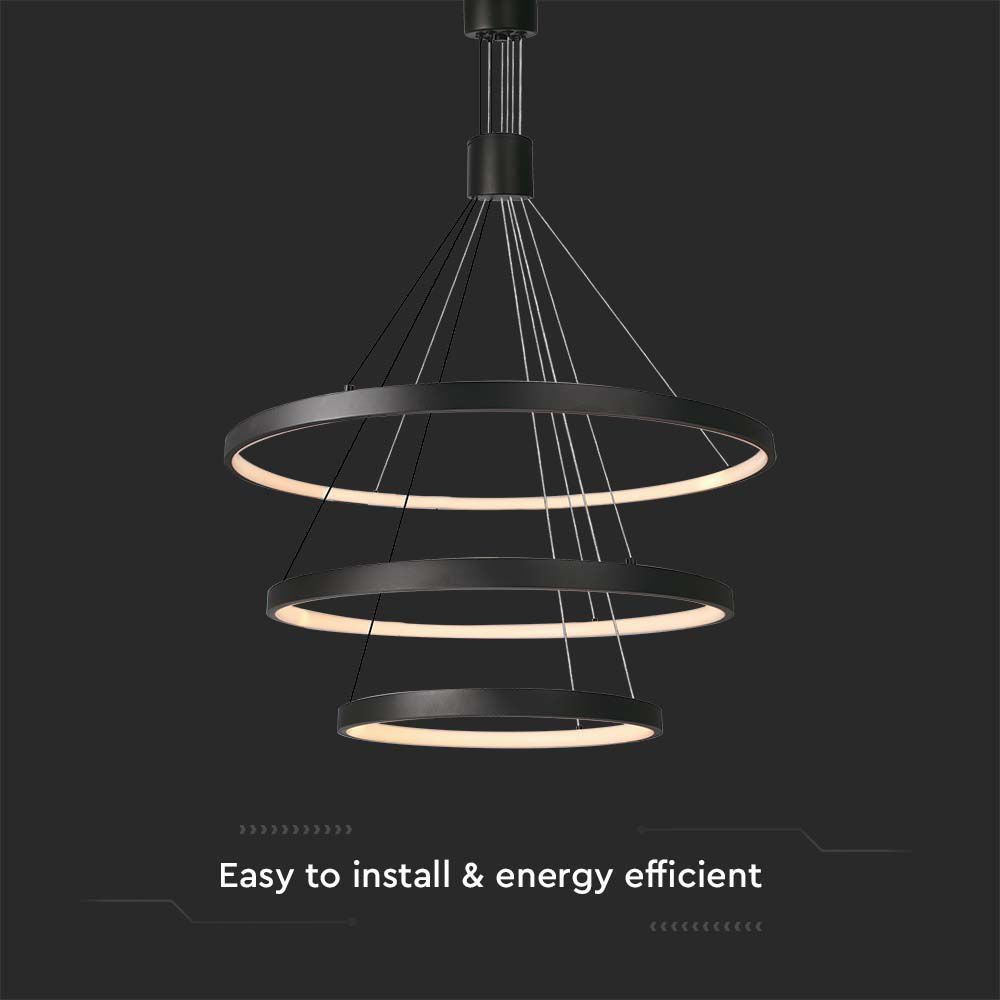 50W Dekoracyjna lampa wisząca LED D: 40xD: 60xD:80xH150CM 3000K / Obudowa: Czarna