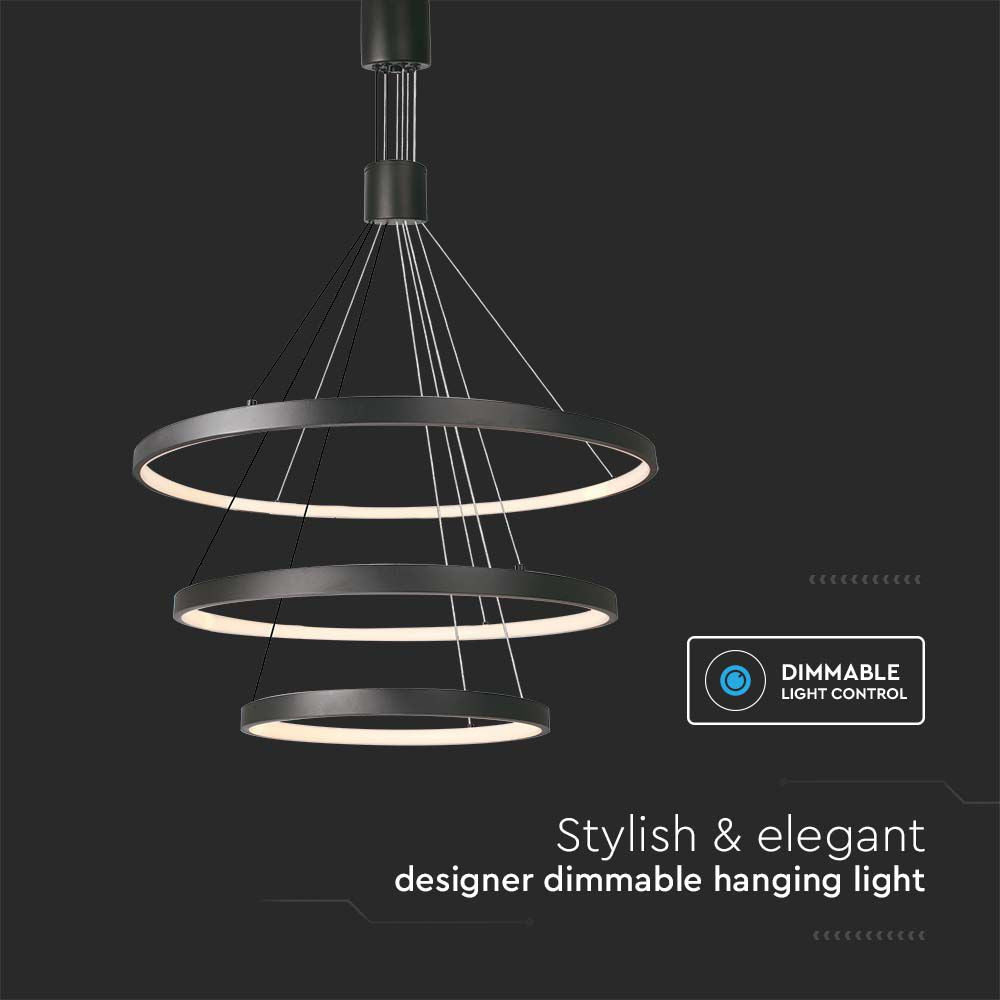 50W Dekoracyjna lampa wisząca LED D: 40xD: 60xD:80xH150CM 3000K / Obudowa: Czarna