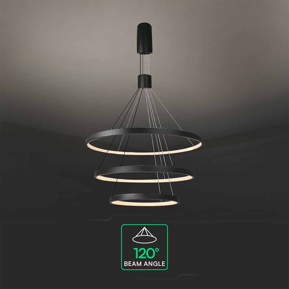 50W Dekoracyjna lampa wisząca LED D: 40xD: 60xD:80xH150CM 3000K / Obudowa: Czarna