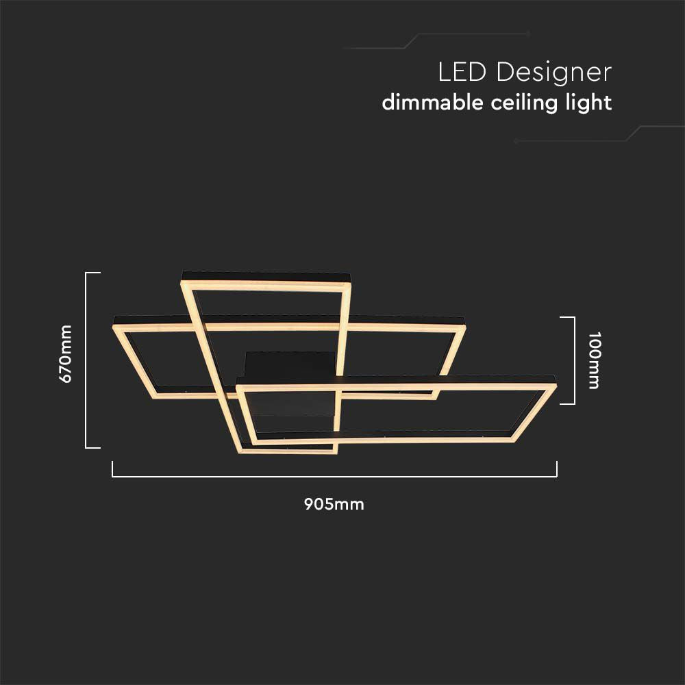 50W Dekoracyjna lampa sufitowa LED L90xW67x9CM 3000K / Obudowa: Czarna