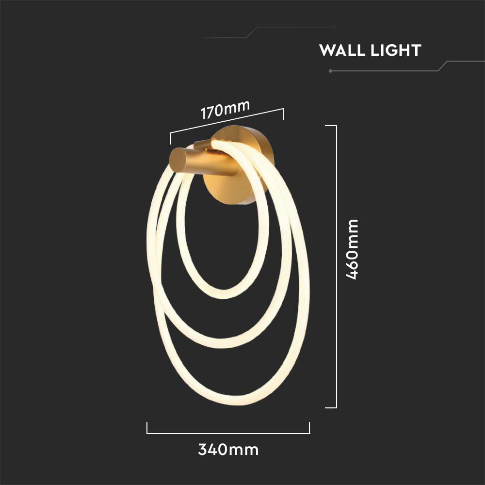 36W LED Lampa Ścienna LED D: 35xW18xH50CM 3000K / Obudowa: Złota