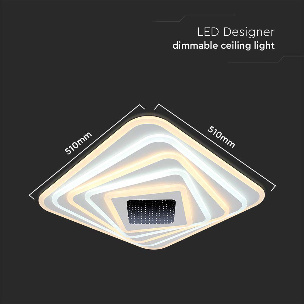 VT-7958 150W LED SMART DECORATIVE CEILING LAMP 510x510MM 3IN1 REMOTE CONTROL DIMMABLE WHITE