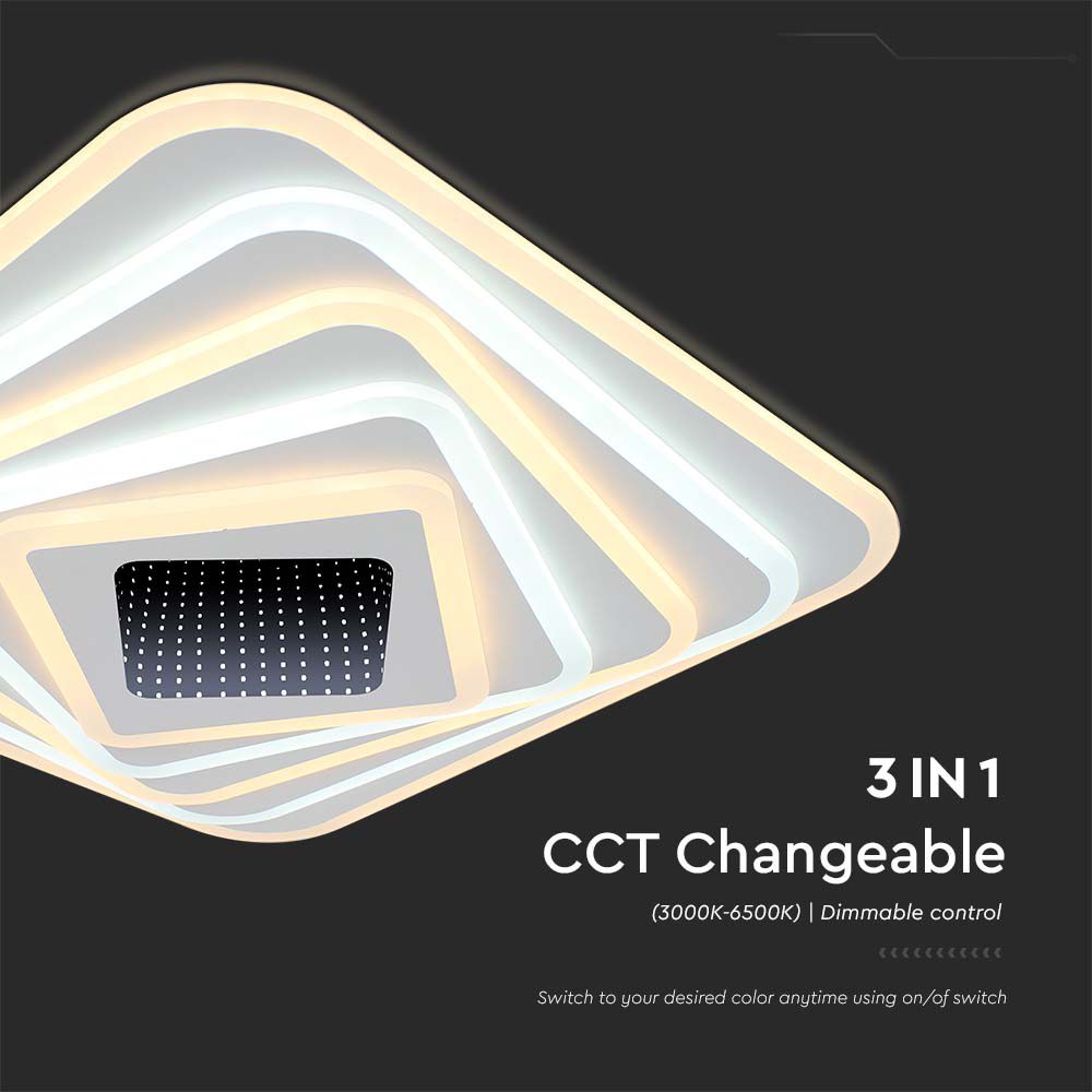 VT-7958 150W LED SMART DECORATIVE CEILING LAMP 510x510MM 3IN1 REMOTE CONTROL DIMMABLE WHITE