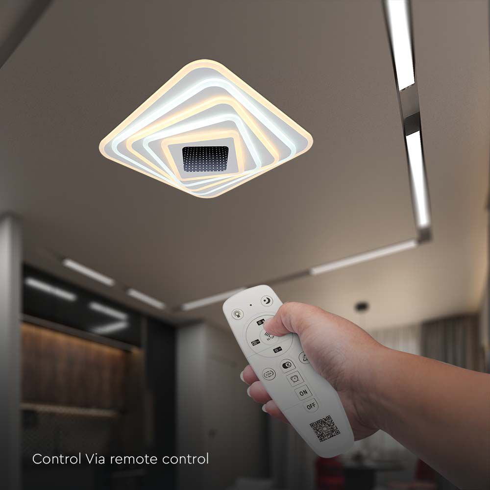 VT-7958 150W LED SMART DECORATIVE CEILING LAMP 510x510MM 3IN1 REMOTE CONTROL DIMMABLE WHITE