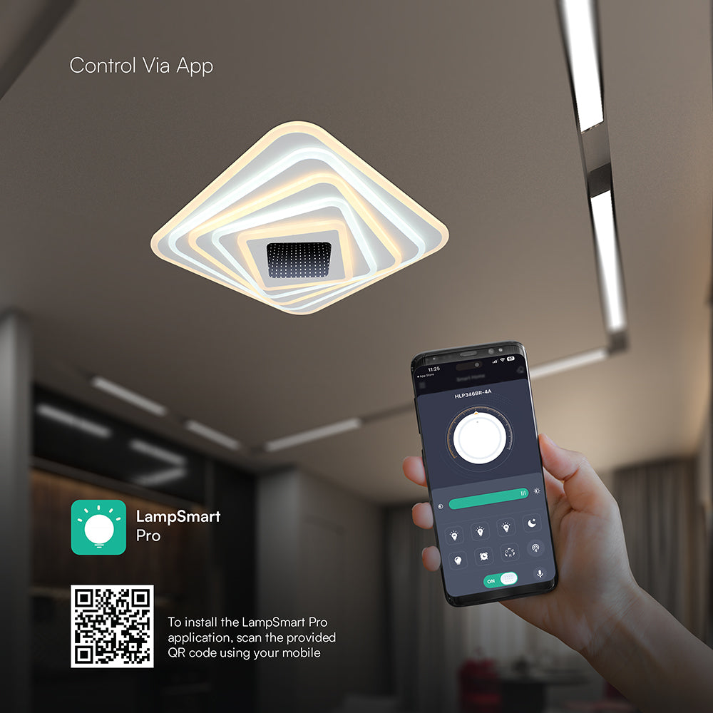 VT-7958 150W LED SMART DECORATIVE CEILING LAMP 510x510MM 3IN1 REMOTE CONTROL DIMMABLE WHITE