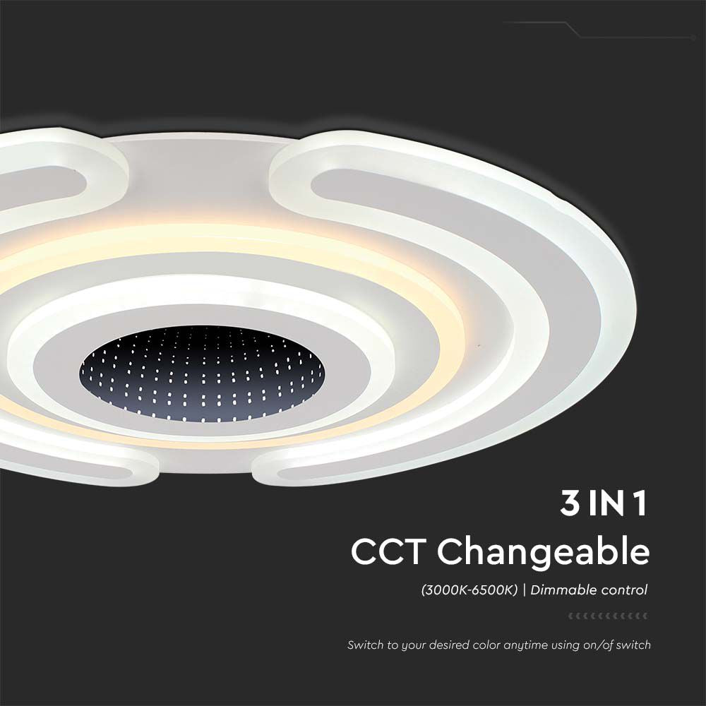 VT-7960 95W LED SMART DECORATIVE CEILING LAMP 520x500MM 3IN1 REMOTE CONTROL DIMMABLE WHITE