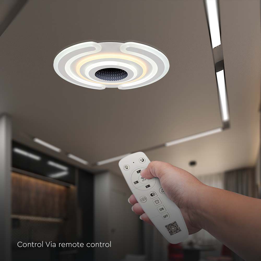 VT-7960 95W LED SMART DECORATIVE CEILING LAMP 520x500MM 3IN1 REMOTE CONTROL DIMMABLE WHITE