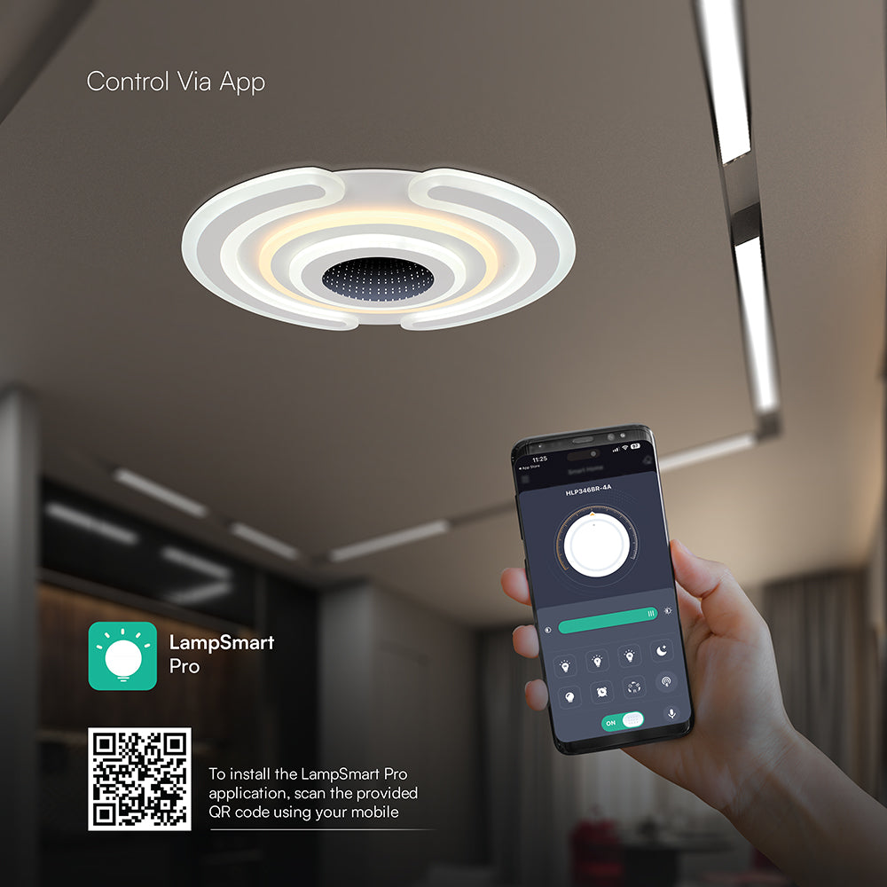 VT-7960 95W LED SMART DECORATIVE CEILING LAMP 520x500MM 3IN1 REMOTE CONTROL DIMMABLE WHITE