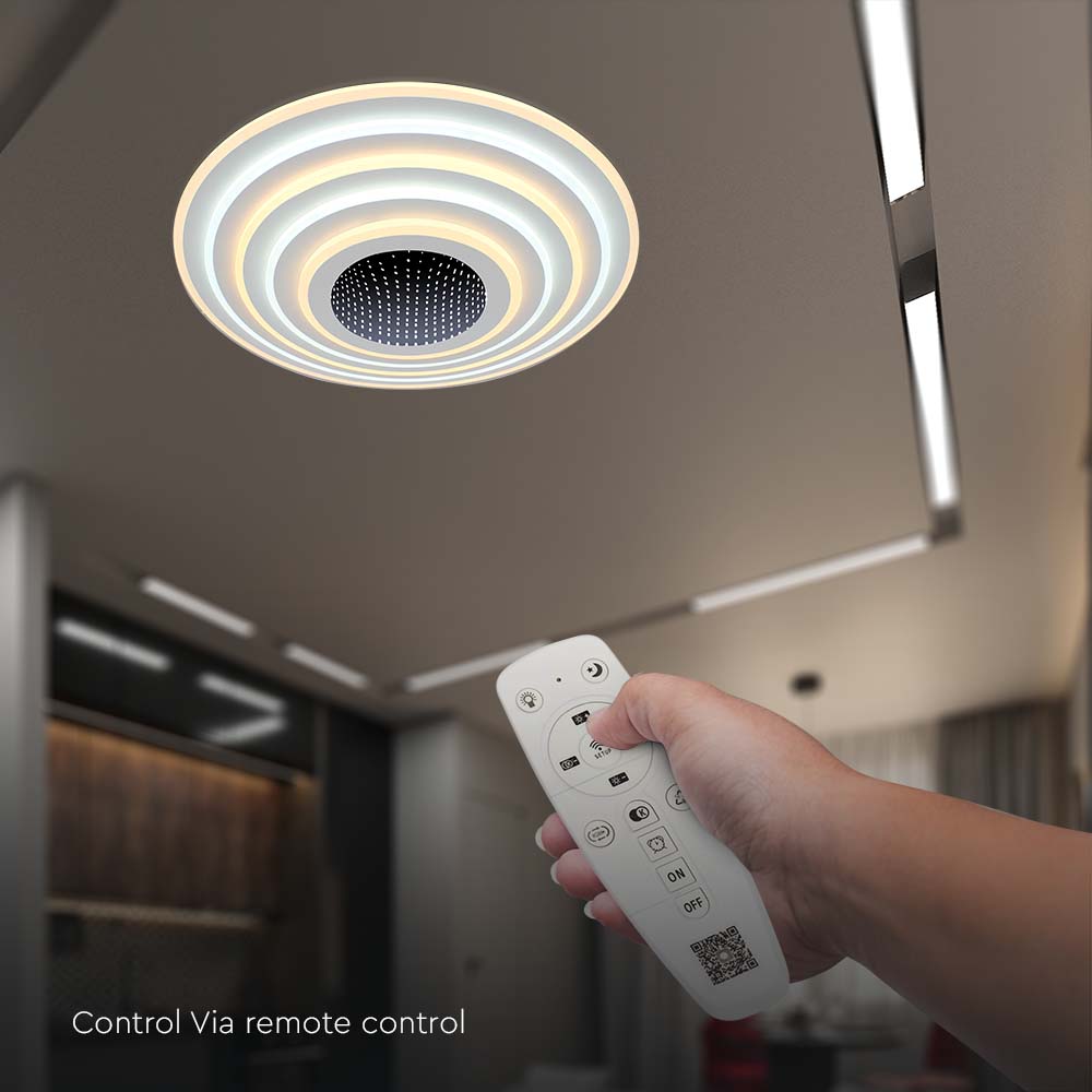 VT-7961 125W LED SMART DECORATIVE CEILING LAMP 500x500MM 3IN1 REMOTE CONTROL DIMMABLE WHITE